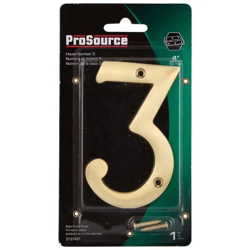 4-Inch Polished Brass House Number – Digit 3 1