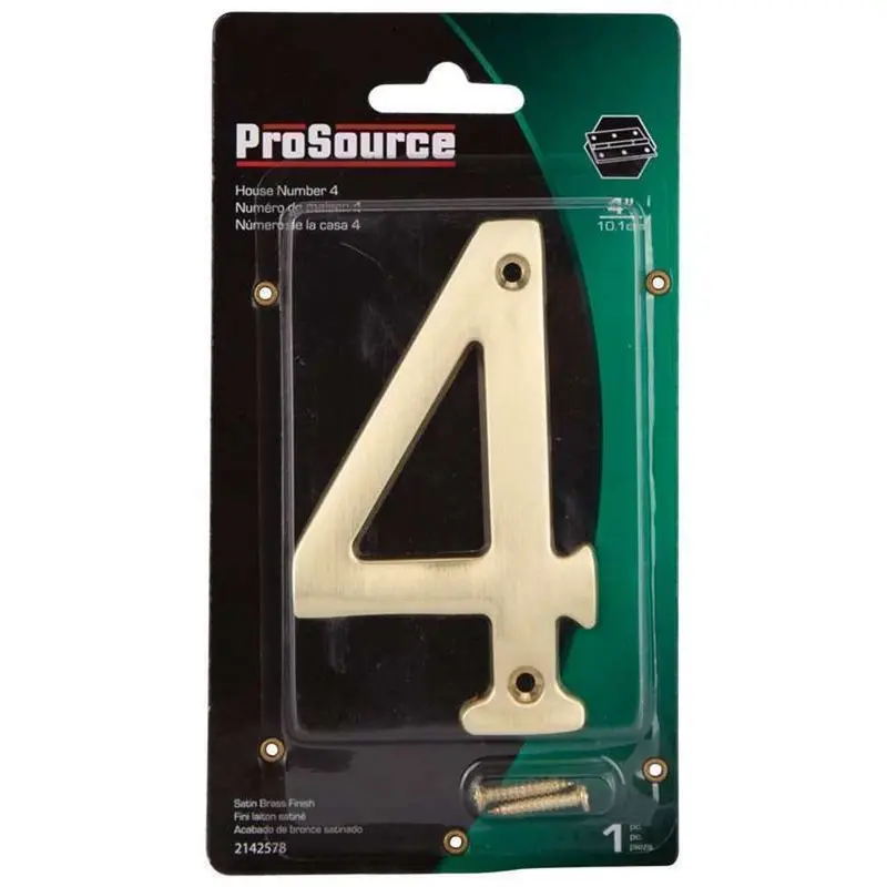4-Inch Polished Brass House Number – Digit 4 1
