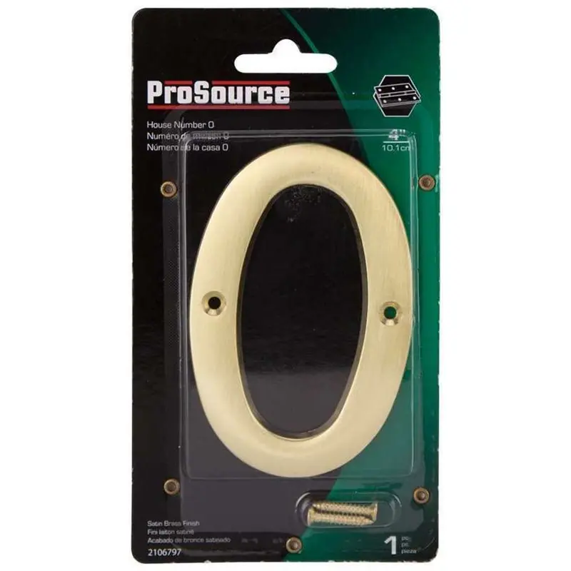 4-Inch Satin Brass House Number – Digit 0 1