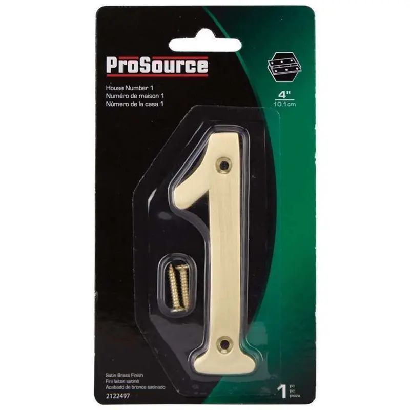 4-Inch Satin Brass House Number – Digit 1 1