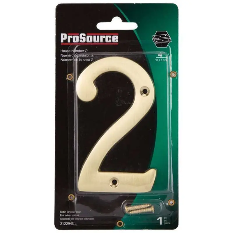 4-Inch Satin Brass House Number – Digit 2 1