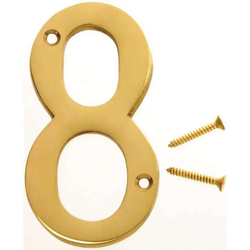 4-Inch Satin Brass House Sign – Hy-Ko #8 1
