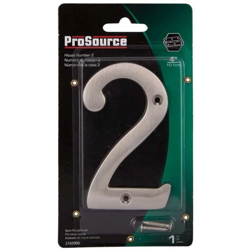 4-Inch Satin Nickel House Number – Digit 2 1