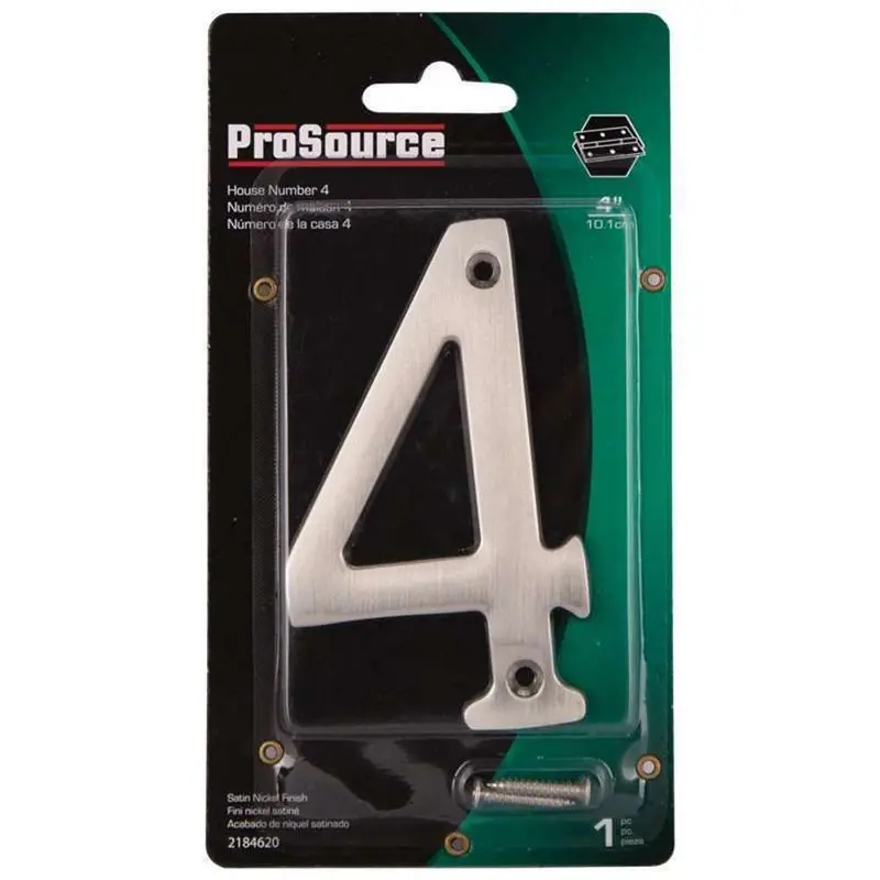 4-Inch Satin Nickel House Number – Digit 4 1