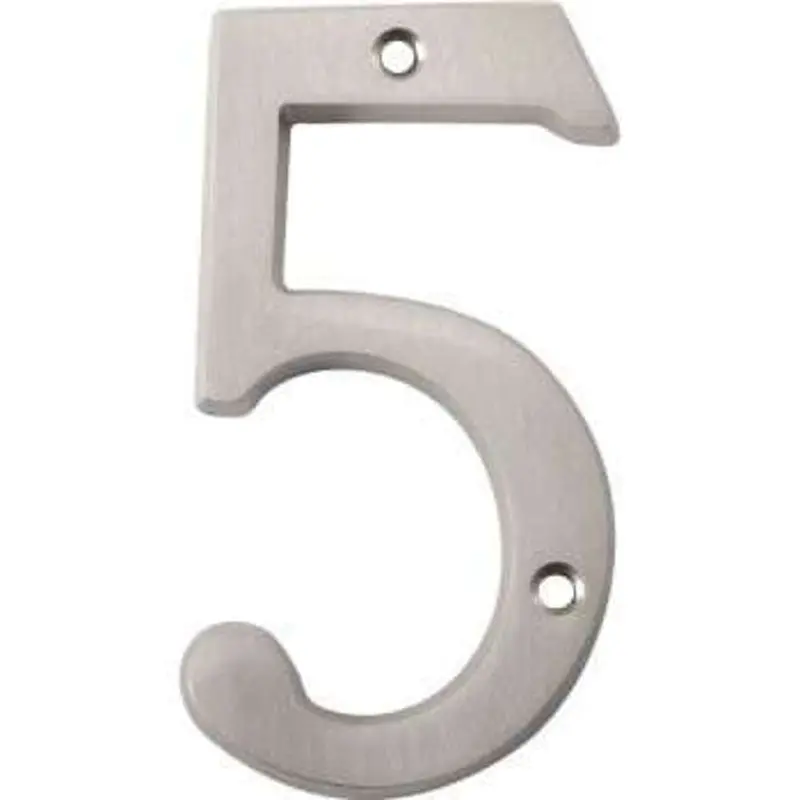 4-Inch Satin Nickel House Number – Digit 5 1