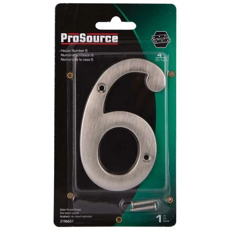 4-Inch Satin Nickel House Number – Digit 6 1