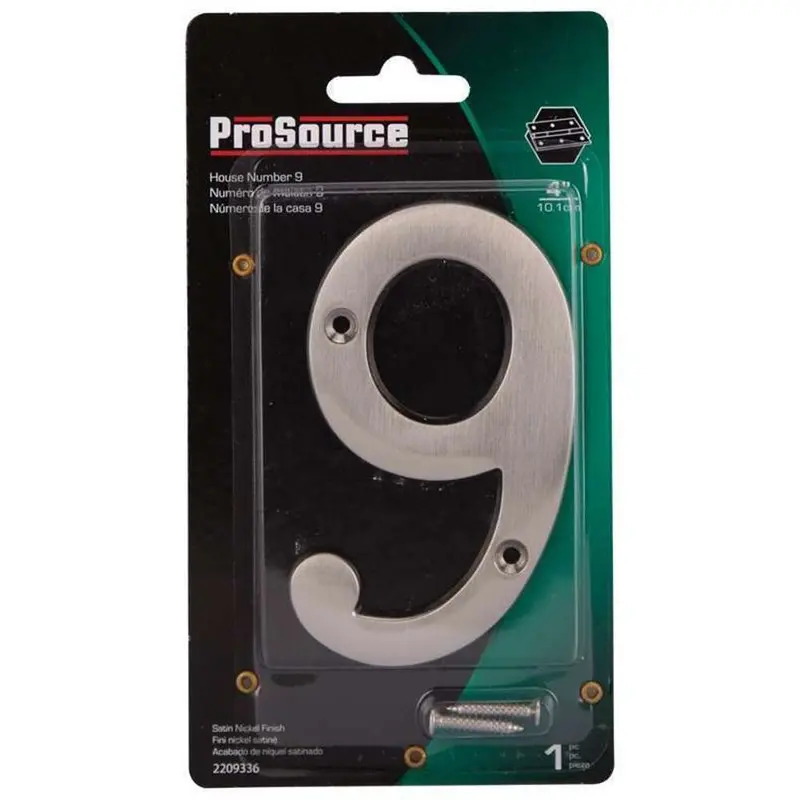 4-Inch Satin Nickel House Number – Digit 9 1