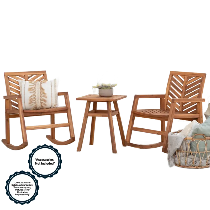 Abr Bellevue Teak Rocking Chair Set – 3-Piece Relaxation Ensemble 1