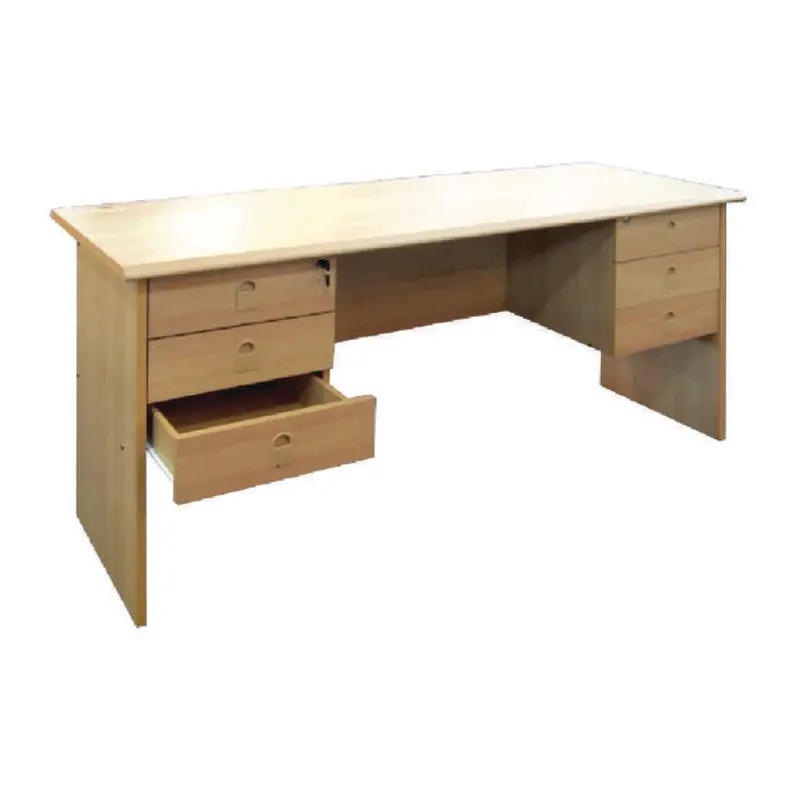 Acmi Master Writing Desk – Beech Wood Finish With Six Storage Drawers 1