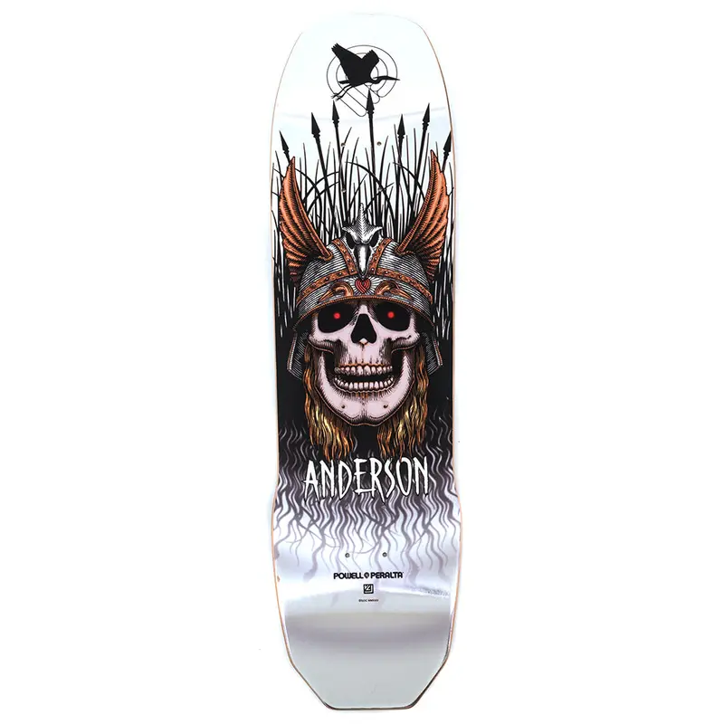 Anderson Heron 3 Shaped Skateboard Deck – 8.45", Silver Foil Finish 1