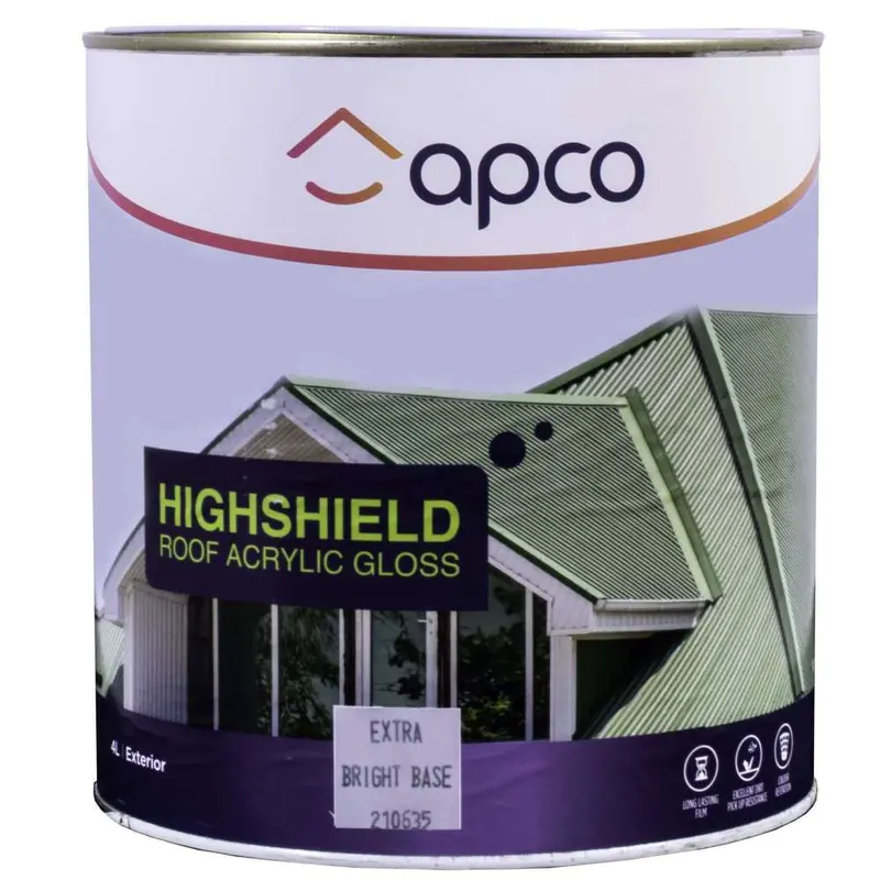 Apco Highshield Roof Paint – 4L Gloss Acrylic Extra-Bright Protective Coating 1