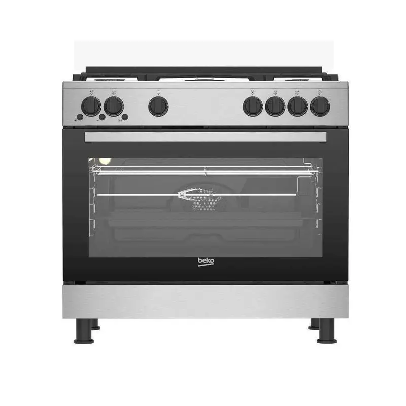Beko 90Cm Freestanding Gas Cooker With Wok Burner & Stainless Steel Finish 1