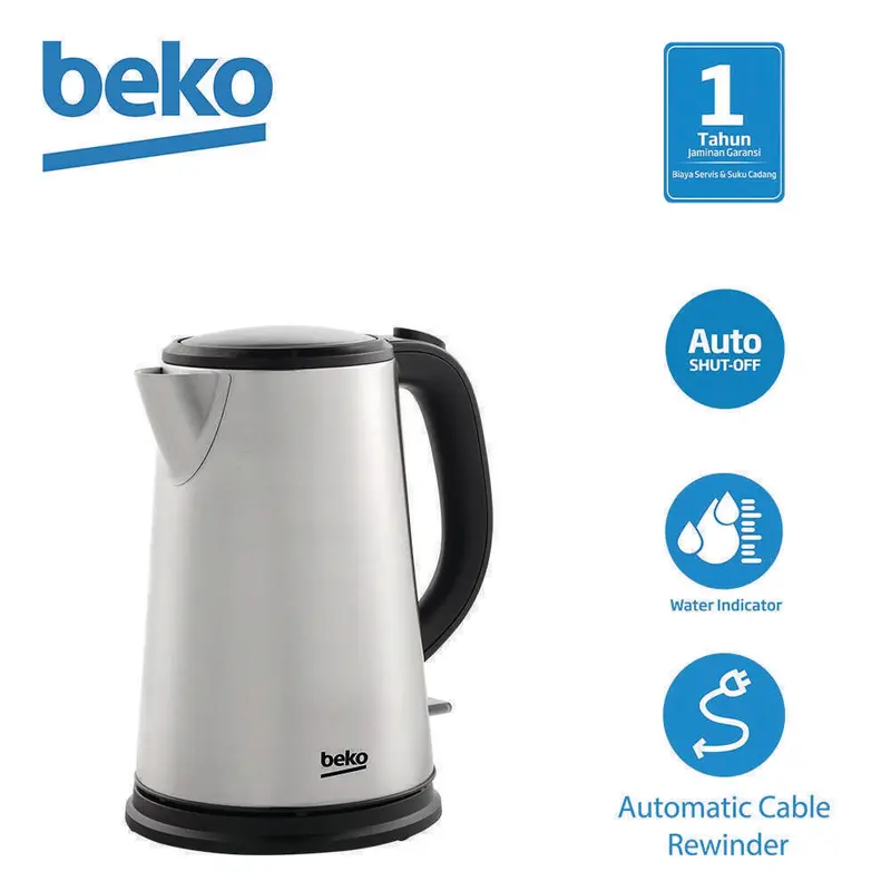 Beko Stainless Steel Electric Kettle – 1.7L, 2200W Rapid Boil 1
