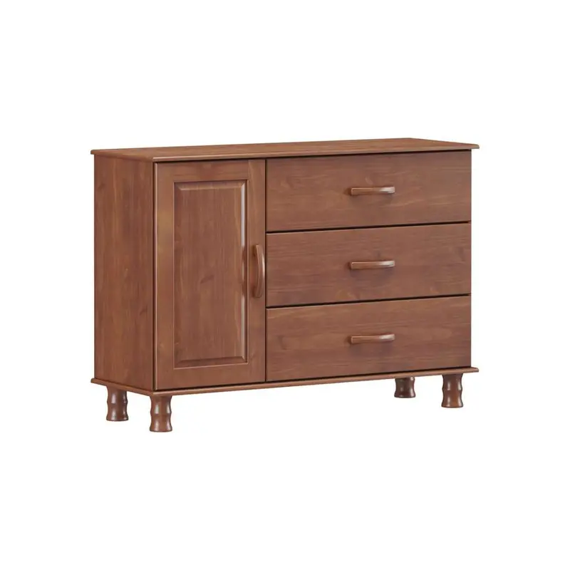 Bronze Solid Wood Chest With 3 Drawers & 1 Door – 1173 X 400 X 885 Mm, Imbuya 1
