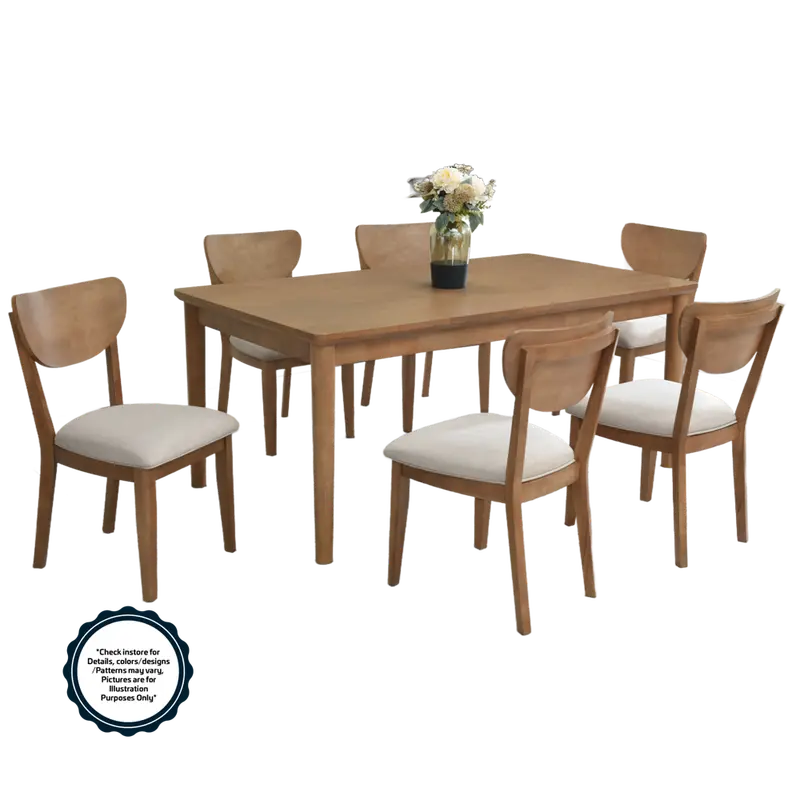 Estay 7-Piece Oak Dining Set – 1800X1000X750Mm, Model Stw1719 1