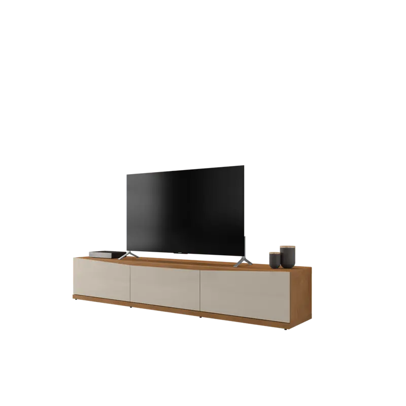 Fb Eros Low-Profile Tv Stand – 1800X386X450Mm Cedar & Off-White Gloss Finish (No Warranty) 1