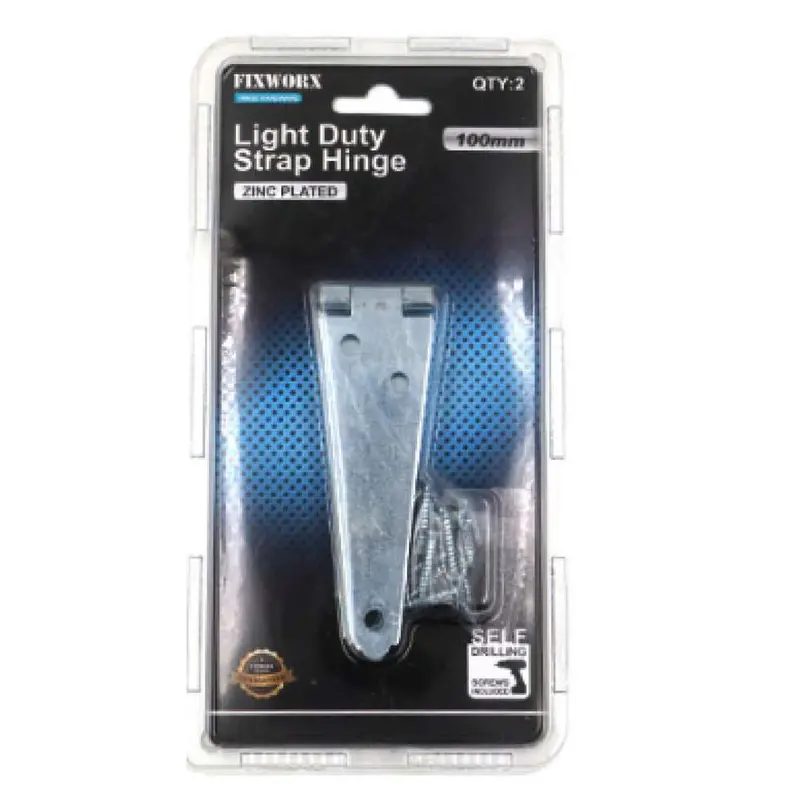 Fixworx Compact Zinc-Plated Strap Hinge – 4 Inch (100Mm) 1