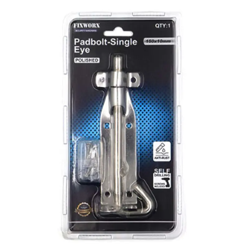 Fixworx Polished Stainless Steel Single-Eye Padbolt – 150Mm × 10Mm 1