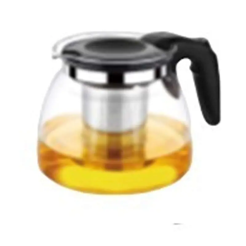 Glass Tea Kettle With Matte Black Handle – Heat-Resistant 1100 Ml Infuser Pot 1
