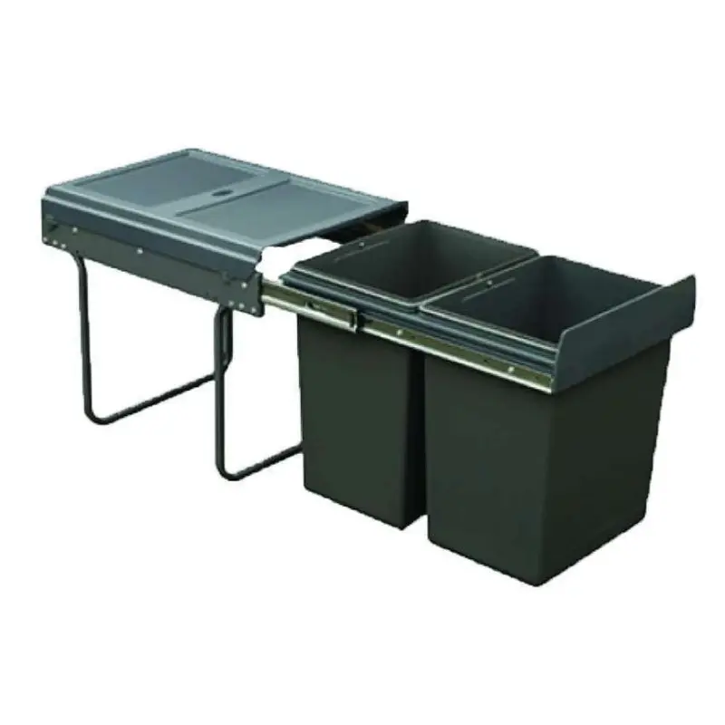 Häfele Dual Soft-Close Waste Bin – 2×15 L, Grey Pvc, Fits 400 Mm Cabinets (495×364 Mm) 1