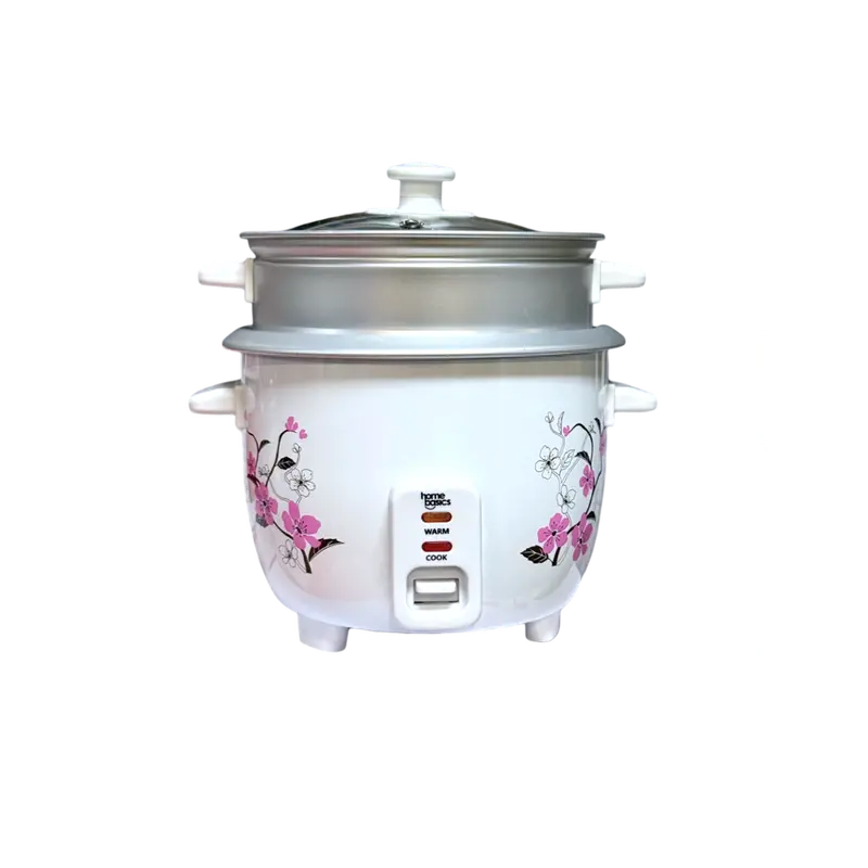 Home Basics 5-Cup Programmable Rice Cooker – Compact White Model 1