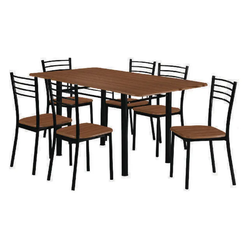 Home Basics 7-Piece Dining Set – Dirty Oak Table With Black Chairs (Model Ps318) 1