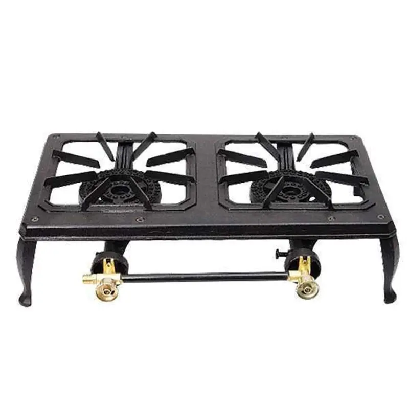 Home Basics Cast Iron Stove Stand – Two-Burner Configuration With 2 Ring Burners 1