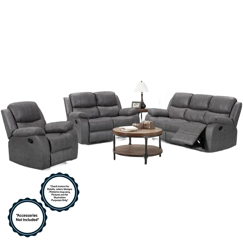 Home Basics Fabric Corner Recliner Sofa – 4-Seater, Charcoal Grey 1