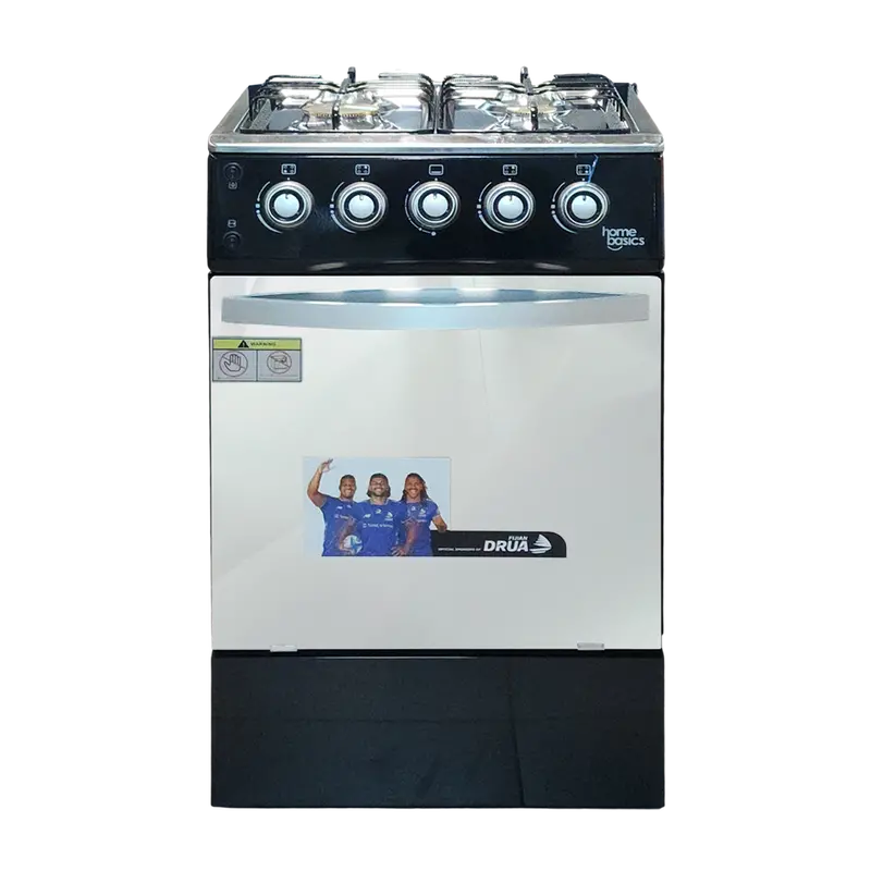 Home Basics Freestanding 4-Burner Gas Cooker With Glass-Lid Oven – Black Finish 1