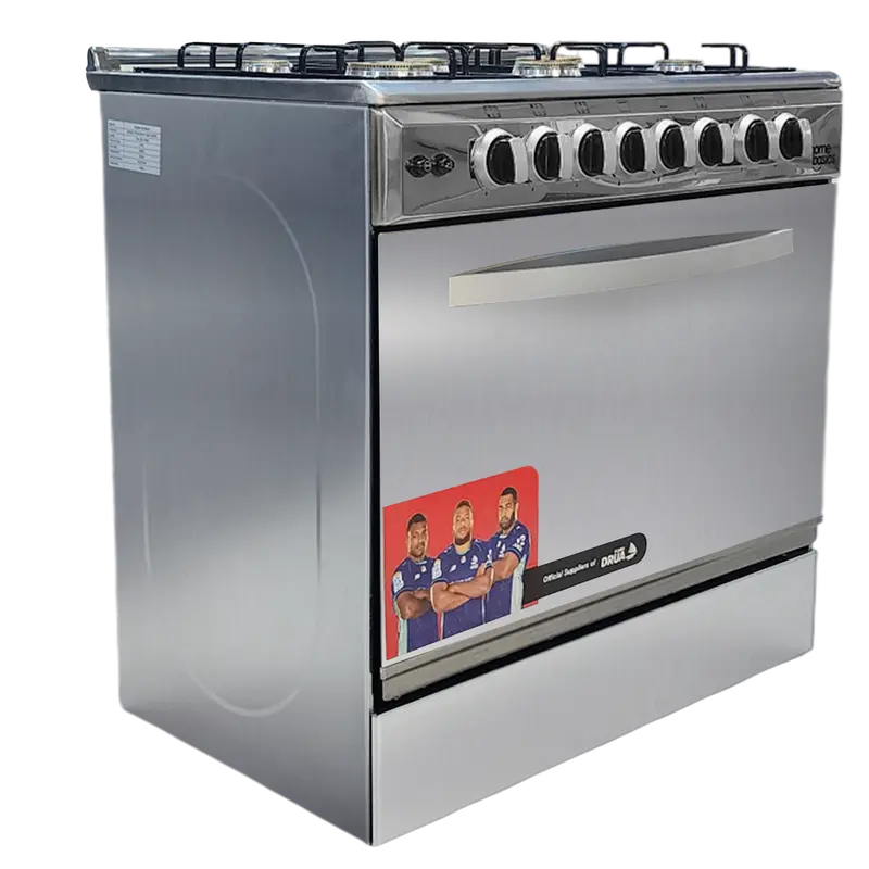 Home Basics Freestanding 6-Burner Gas Cooker – Stainless Steel With Glass Lid & Integrated Oven 1