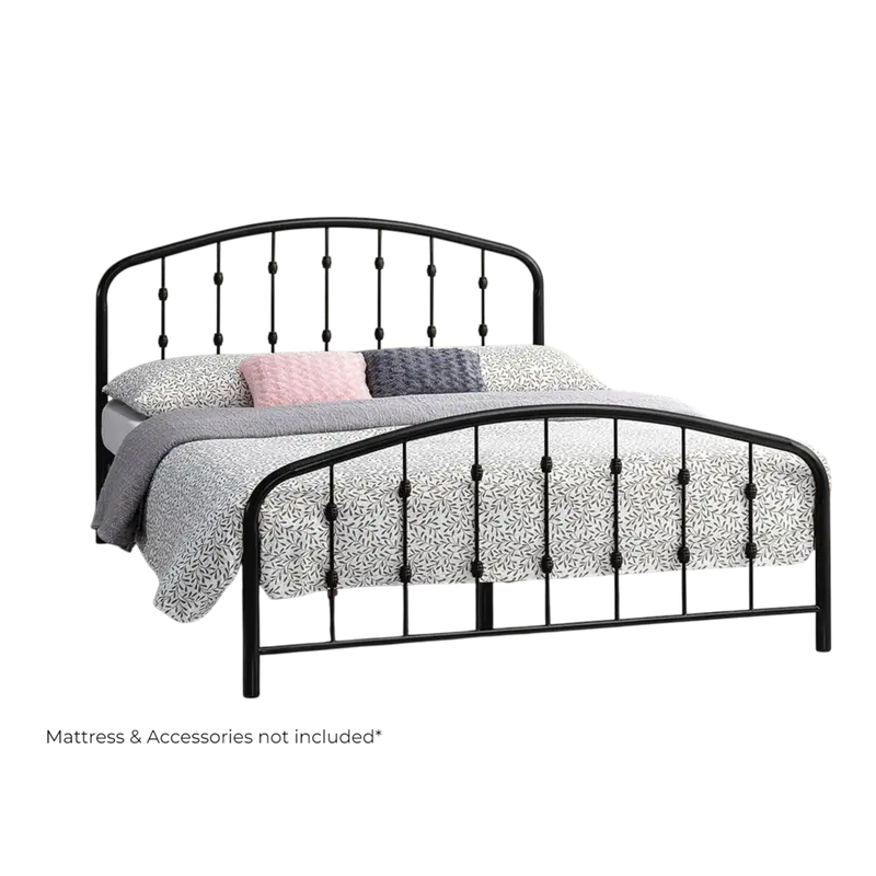 Home Basics Mozart Metal Queen-Size Bed Frame – Sleek Black Platform Design 1