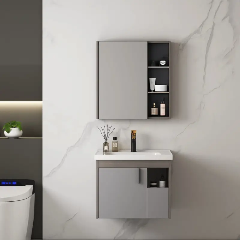 Huli Plywood Wall Cabinet With Integrated Mirror – 600 × 600 × 490 Mm 1