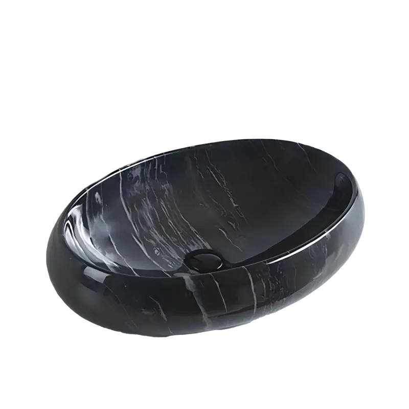 Inox Marb Oval Basin – 600Mm, Sleek Black Finish 1