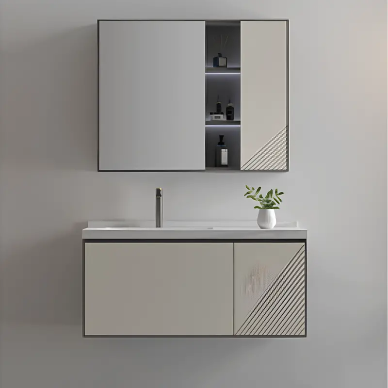 Inox Trend Ivory Bathroom Vanity Cabinet With Integrated Mirror – 1000X500X520Mm (Cabinet), 950X140X750Mm (Mirror) 1