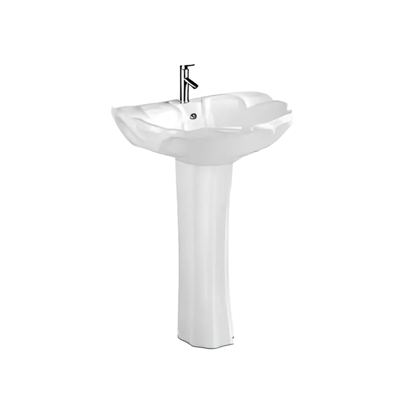 Inox Trend Lotus-Style Pedestal Basin – 605 × 590 × 840Mm, White 1