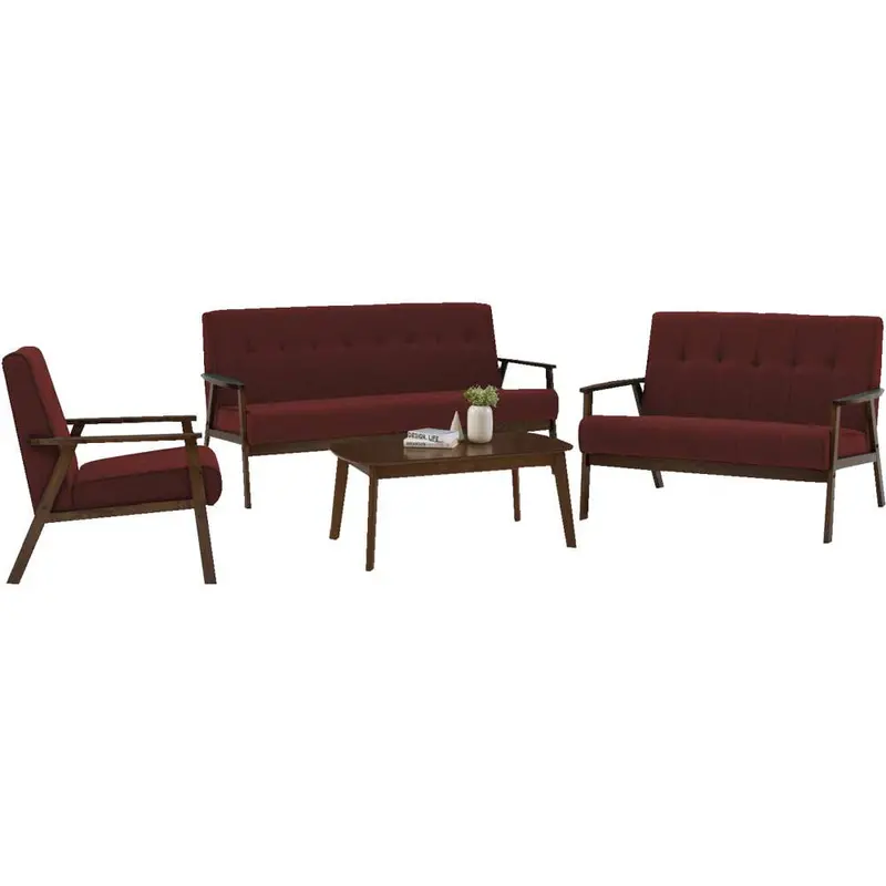 Ivan Triton Modular Fabric Sofa Set – 3+2+1 Configuration With Matching Coffee Table (Cocoa/Auburn) 1
