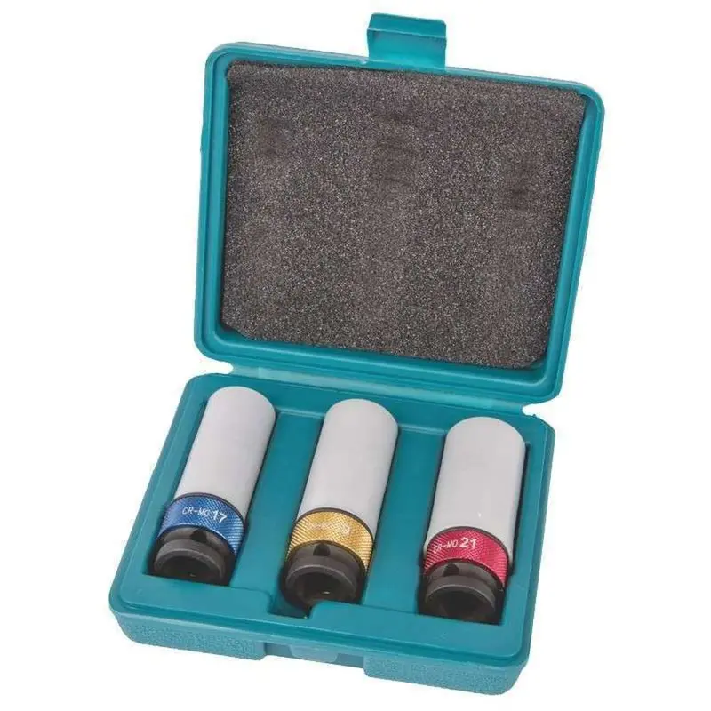 Makita 3-Piece Metric Impact Socket Set – 1/2" Drive, Heavy-Duty 1