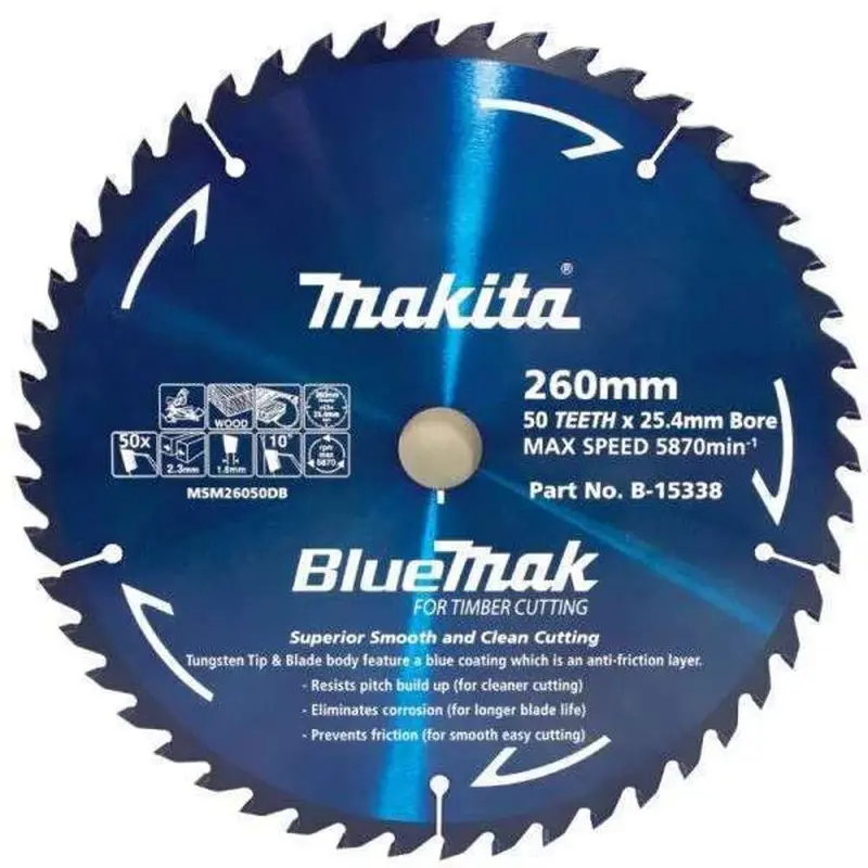 Makita Bluemak 260Mm Circular Saw Blade – 50-Tooth Carbide-Tipped 1