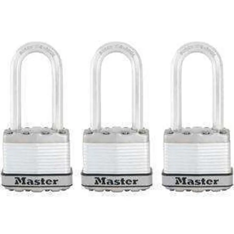 Master 1-3/4" Magnum Laminated Steel Padlock – Heavy-Duty Shackle (3-Pack) 1