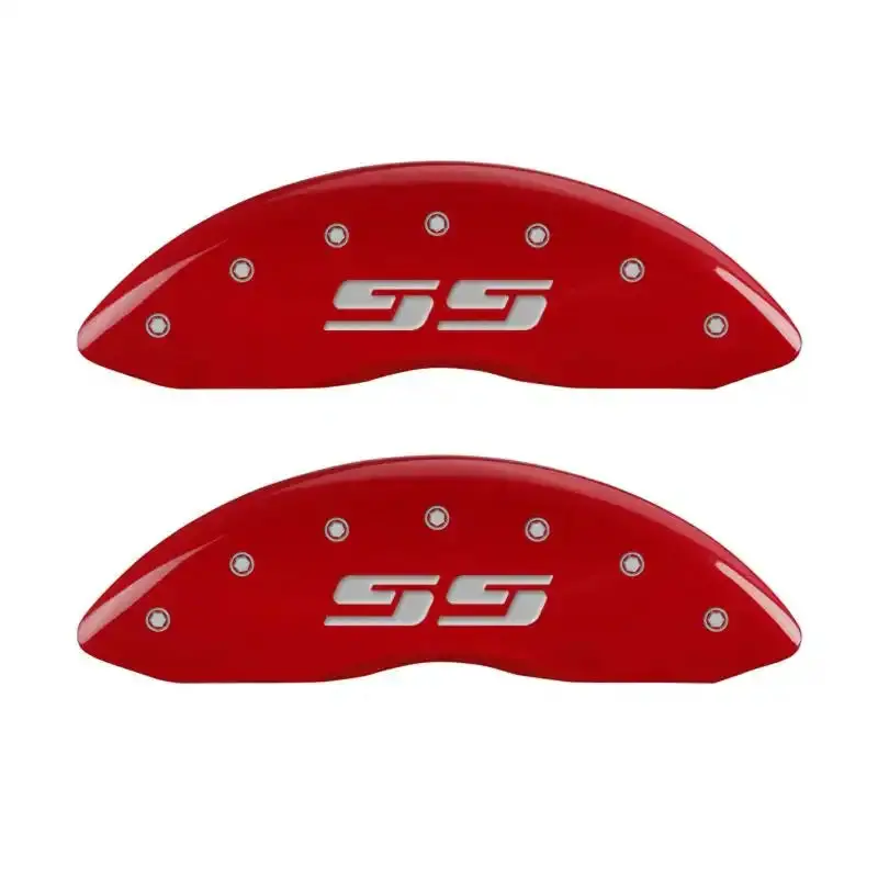 Mgp Engraved Front Caliper Covers For Chevrolet Silverado & Ss – Red Finish With Silver Accents 1