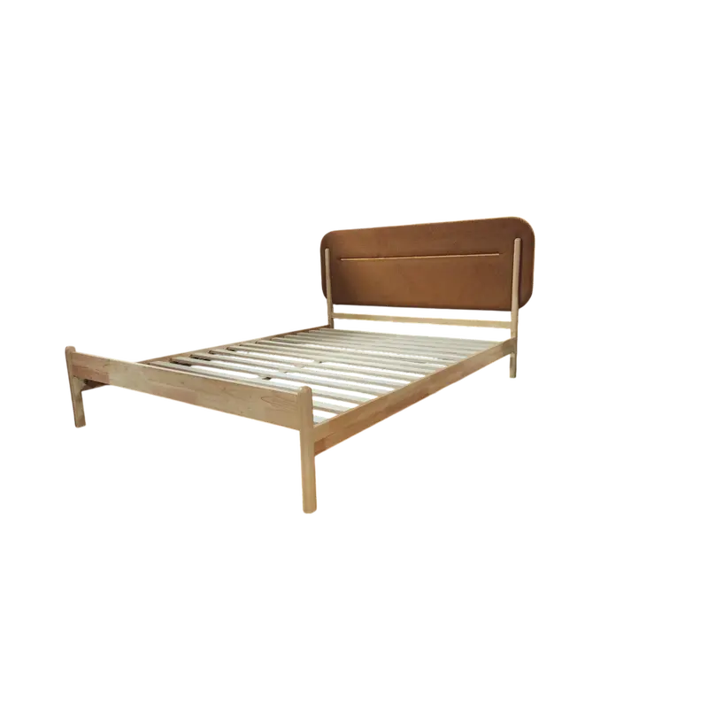 Mkh Queen-Size Brown Wooden Bed Frame 1