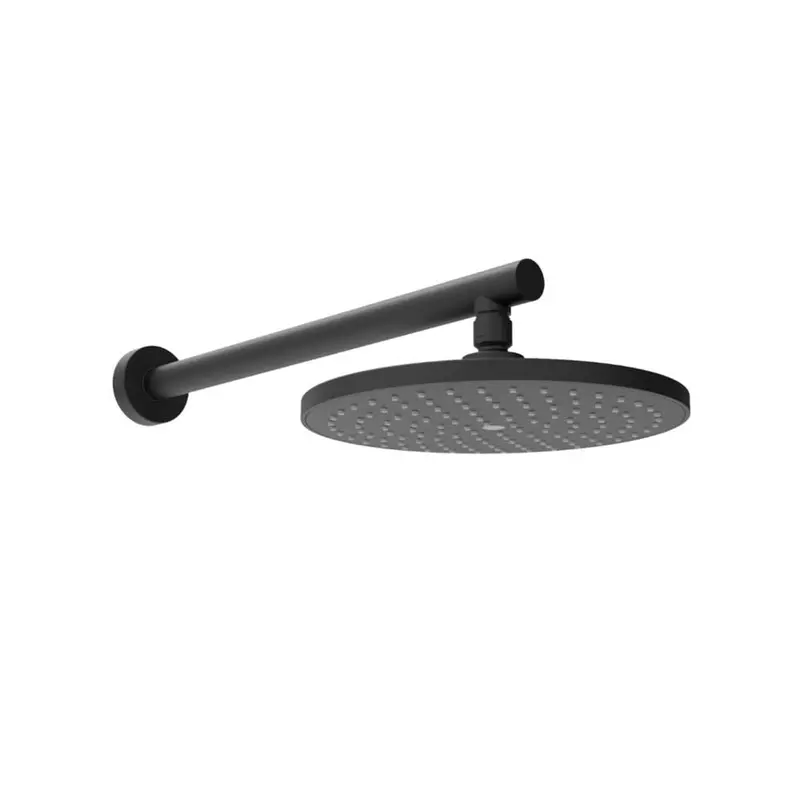Neptune Ii Round Wall-Mounted Shower Head – 255Mm Face, 400Mm Arm, Matte Black 1