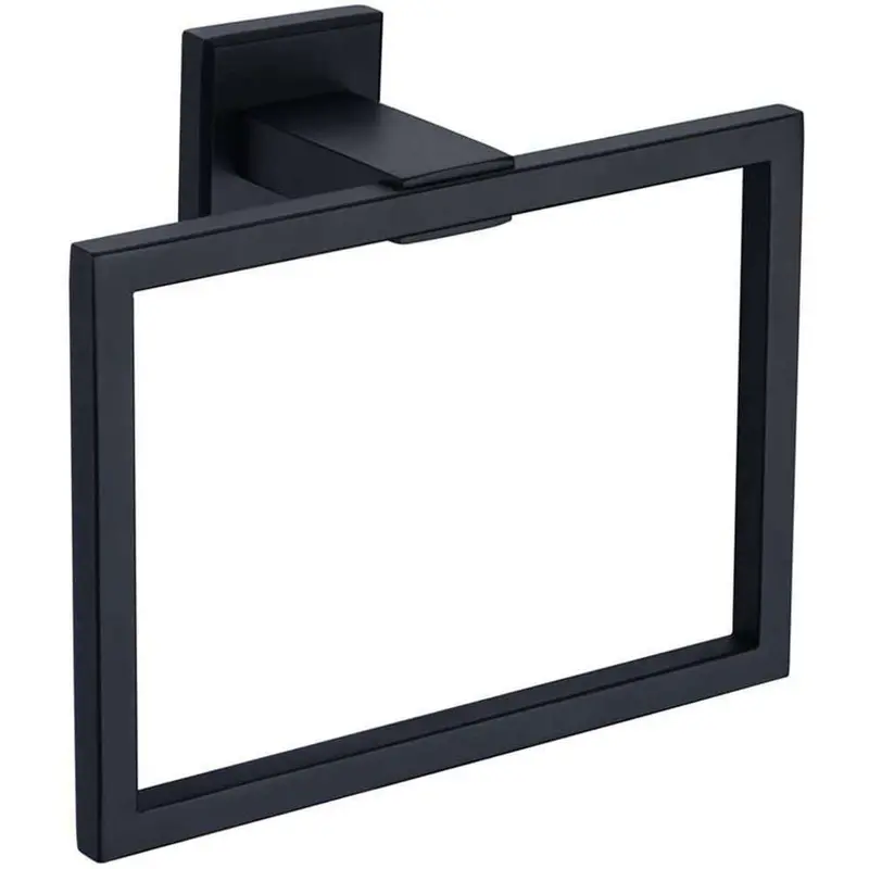Orin Matte Black Stainless Steel Square Towel Ring – 160 × 130 × 60 Mm 1
