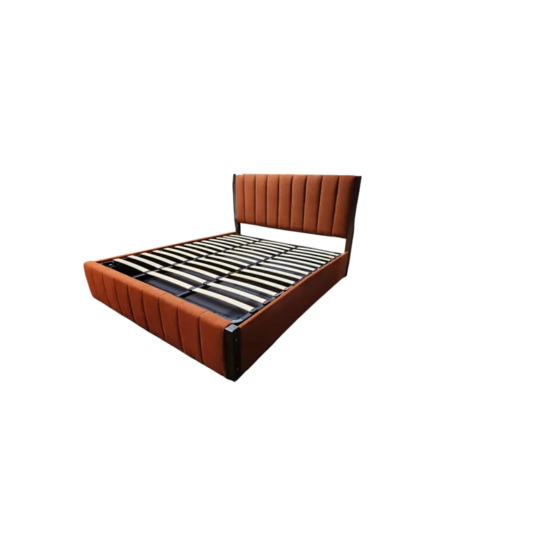 Oshi Shuri Adjustable King-Size Hydraulic Bed – 1980X1830Mm, Red-Brown Upholstery 1