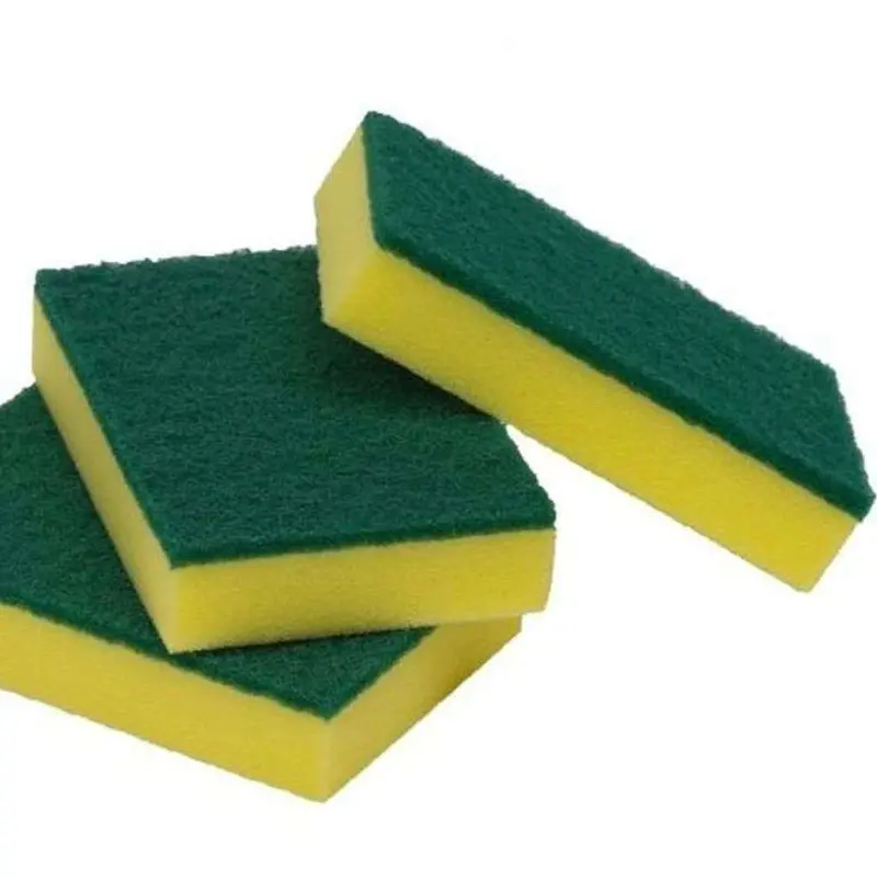 Pack Of 3 Dual-Sided Scour Sponges – Abrasive + Soft Foam – Dishwashing & General Cleaning 1