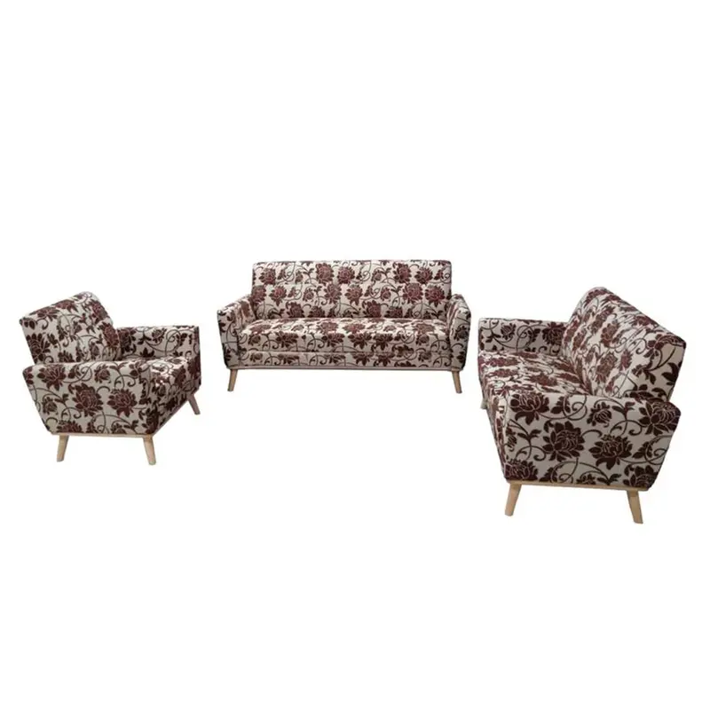 Peony Brown 3+2+1 Section Fabric Sofa – Amber Collection 1