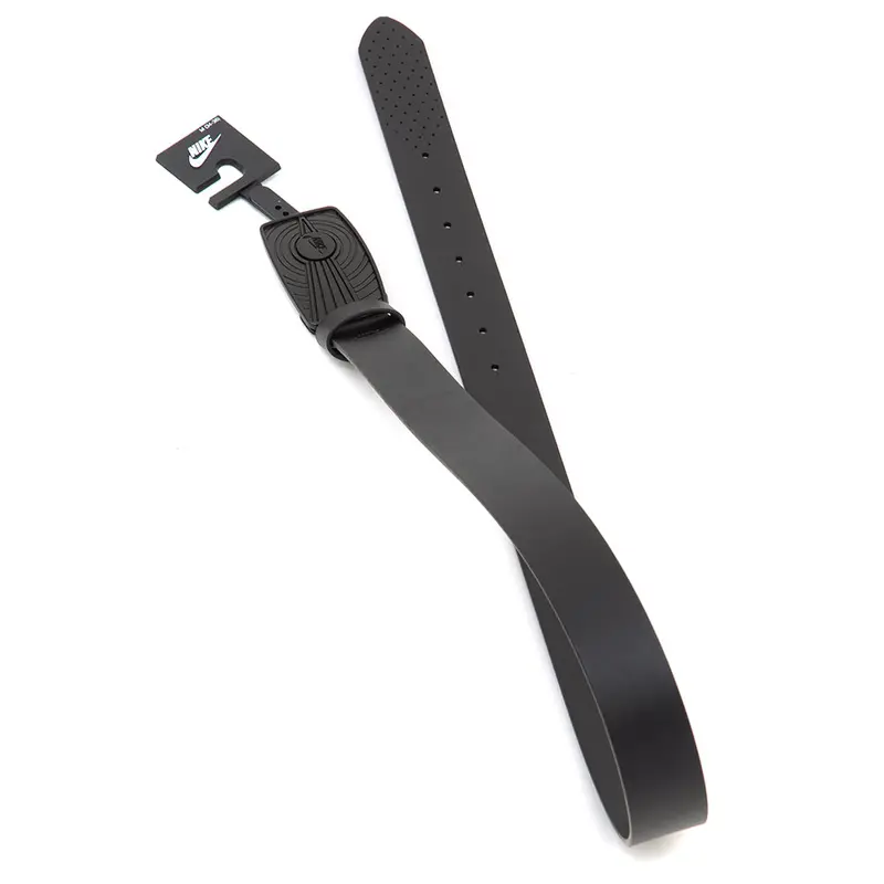 Perforated Accent Belt With Dunk Plaque – Black Leather 1