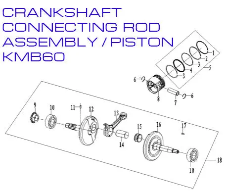 Piston Kit For Zongshen Zl60 And Kayo Kmb60 Dirt Bike Engines 1