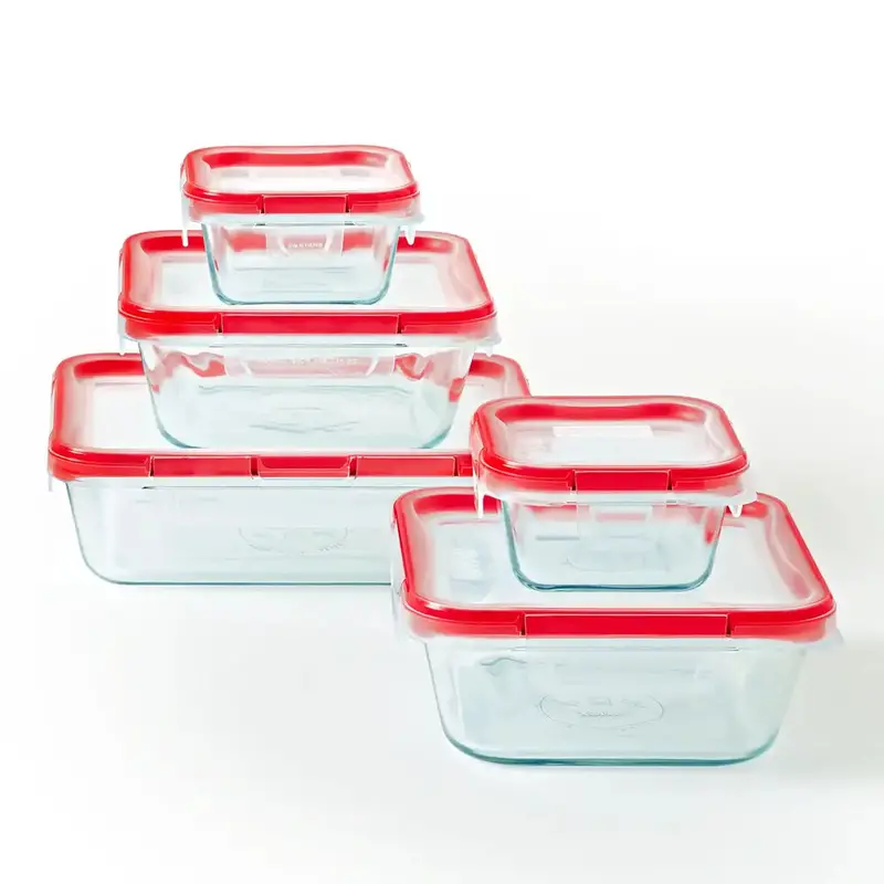 Pyrex Fresh Lock Glass Food Storage Set – 10-Piece Airtight Container Bundle 1