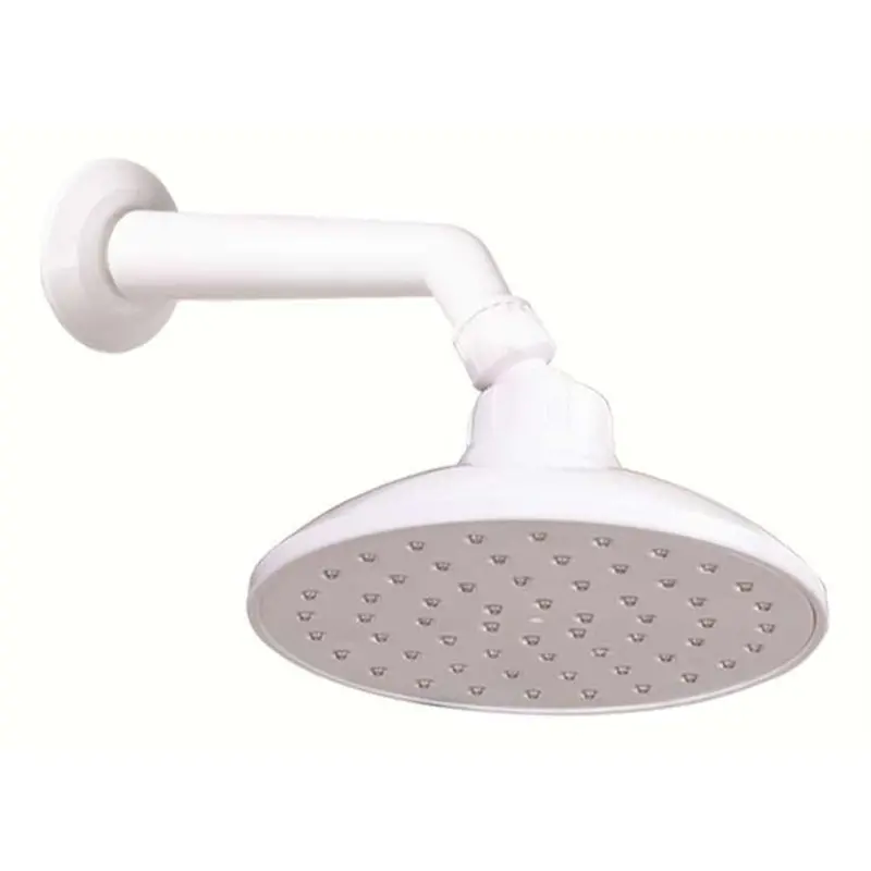 Round Shower Head With Arm And Flange – 6-Inch, White Finish (Shine Series) 1